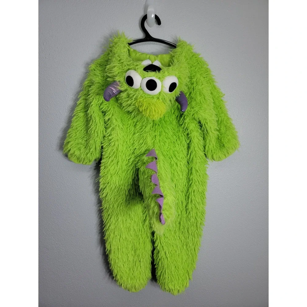 Target Kids 18-24M Monster Halloween Costume Jumpsuit Green Fuzzy 3-Eye Alien